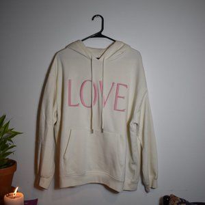 Cream Embroidered "LOVE" Hoodie